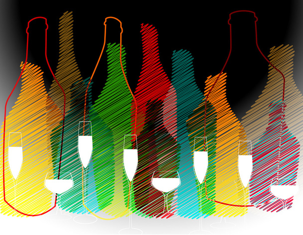 Barevné pozadí se sklenkami vína - Vektor, obrázek