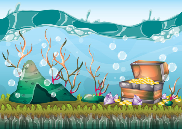 rajzfilm vektor víz alatti kincsét háttér elkülönített rétegek játék művészeti és animáció - Vektor, kép