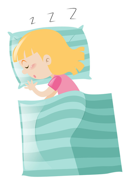 Little girl sleeping on pillow - ベクター画像