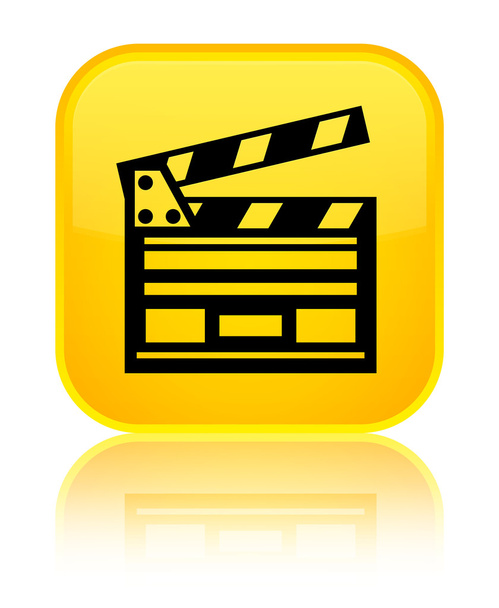 Cinema clip icon shiny yellow square button - Photo, Image
