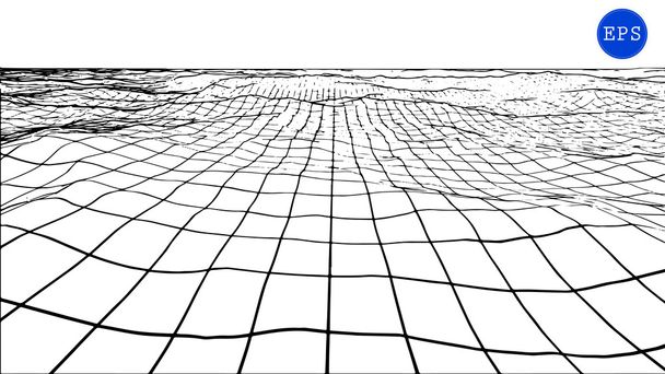 Fondo de marco de alambre de onda poligonal abstracto. Ilustración vectorial
. - Vector, Imagen