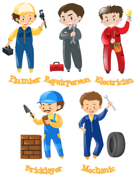 建設業の雇用の種類 - ベクター画像