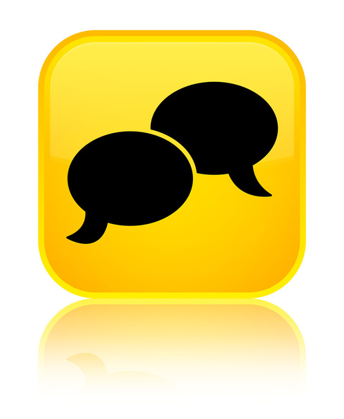 Chat bubble icon shiny yellow square button - Photo, Image