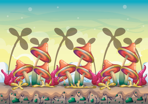 rajzfilm vektor természetvédelmi táj háttér elkülönített rétegek játék művészeti és animáció - Vektor, kép