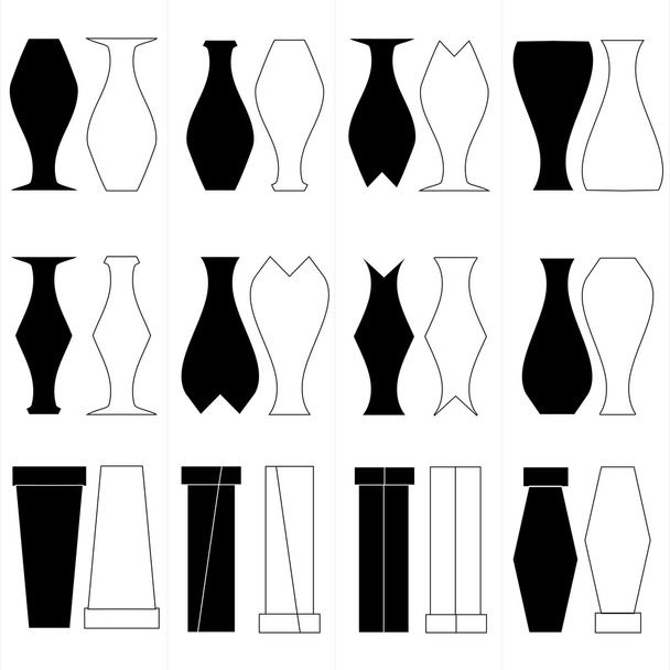 黒と白の花瓶、ガラス デザインのベクトルを設定 - ベクター画像