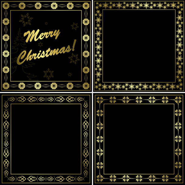 Black and gold frames - vector set - Vector, afbeelding