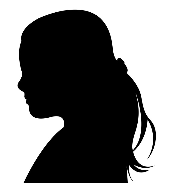 女の子の頭の黒い色シルエット ベクトル - ベクター画像