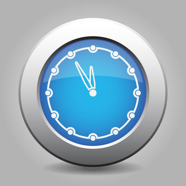 mavi metalik düğme, beyaz son dakika saat simgesi - Vektör, Görsel