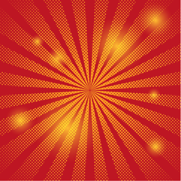 Retro sugarai vörös háttérben raszteres képregény színátmenet félárnyék pop-art stílusban - Vektor, kép