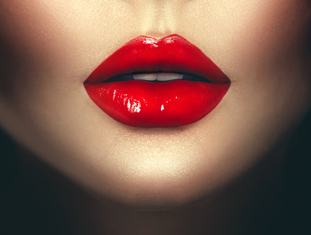Sexy woman lips with red lipstick.  - Zdjęcie, obraz