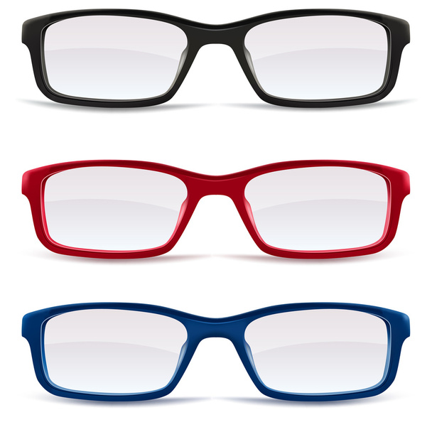 Eyeglasses, black, red and blue - Vector, imagen