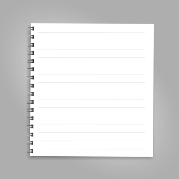 Notebook pionowy z czarną spiralą, izolowany na czystej bieli. - Wektor, obraz