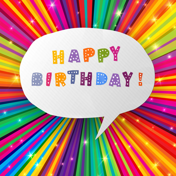 Happy birthday card on colorful rays background. Vector, EPS10 - Vector, Image