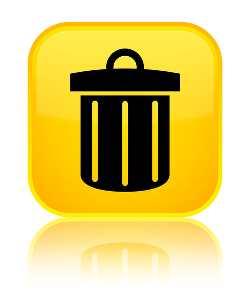 Reciclar icono de la papelera botón cuadrado amarillo brillante
 - Foto, imagen