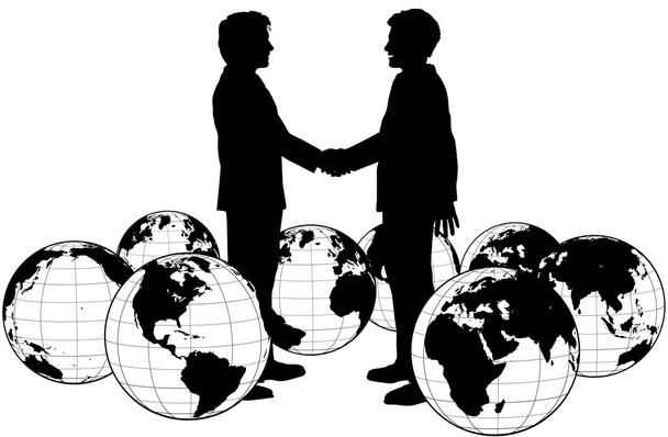Üzleti megállapodás globális kézfogás - Vektor, kép