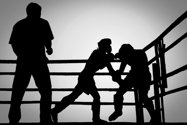 Silhouette combat de boxe
 - Photo, image