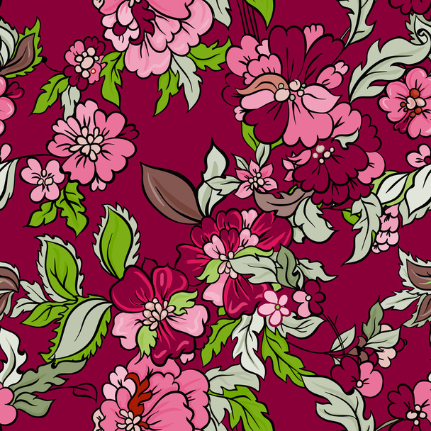 Fantasy abstract floral seamless pattern - Vector, Imagen