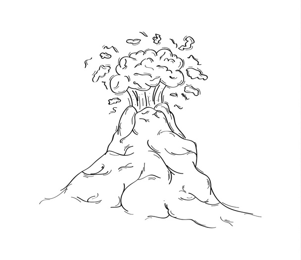hand drawn sketch of dangerous volcano eruption - Vector, Image