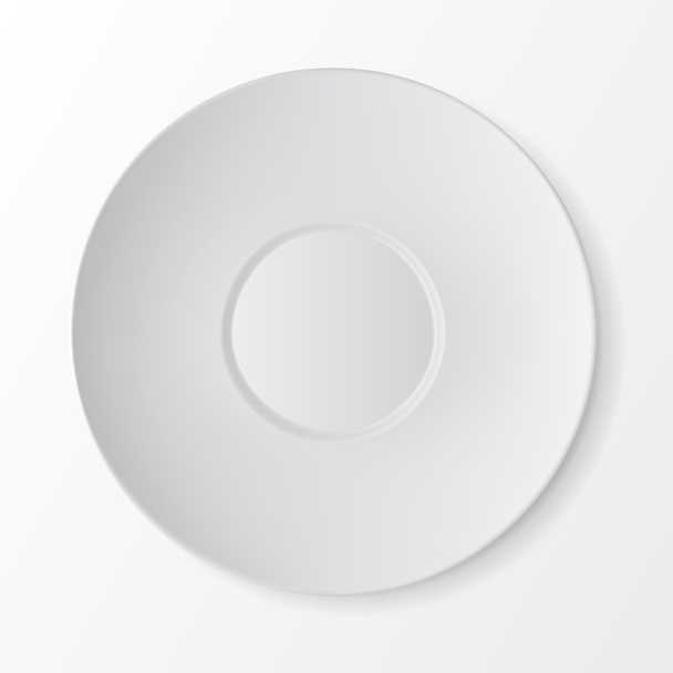 White Round Sauser Top View Isolated on Background. Table Setting - Vector, Image