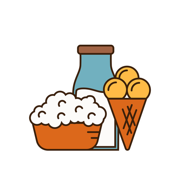 Dairy icon in line style design - ベクター画像