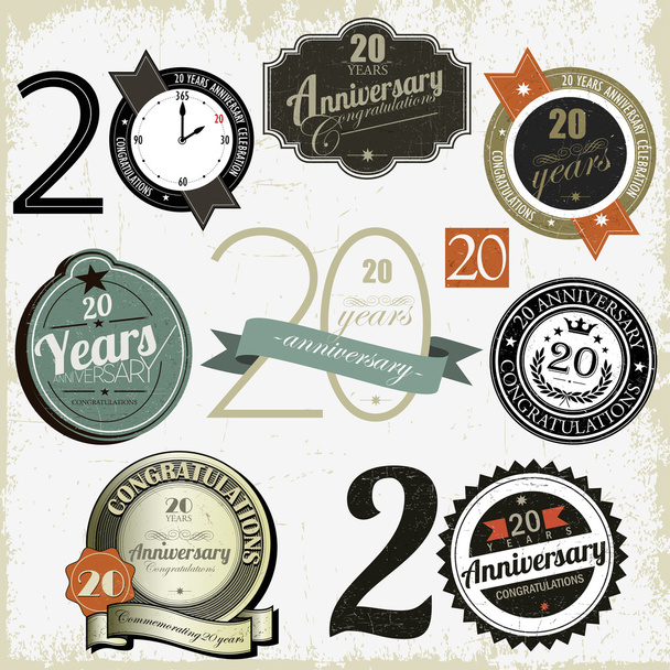 20 years anniversary signs and cards vector design - Vector, Image