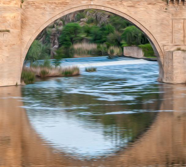 Bridge reflects in river of Toledo, Spain, Europe. - Photo, Image
