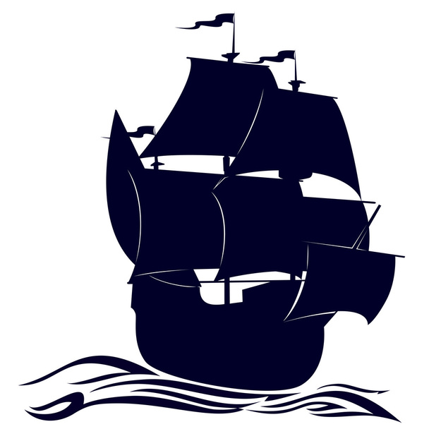 Contour of a sailing ship - Вектор,изображение