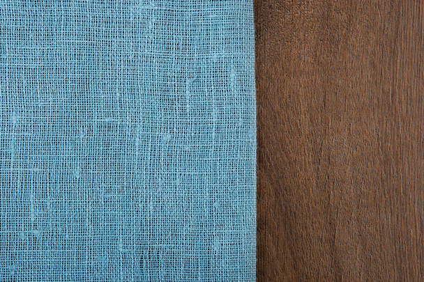 Sackcloth from left side wooden table. - Foto, Imagem