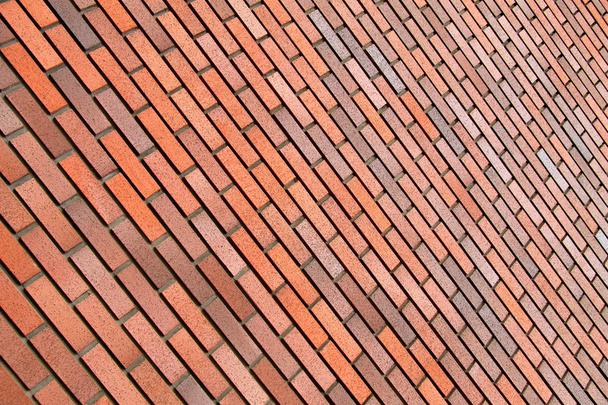 Red brick wall, background, diagonal position, stone texture, - Photo, Image