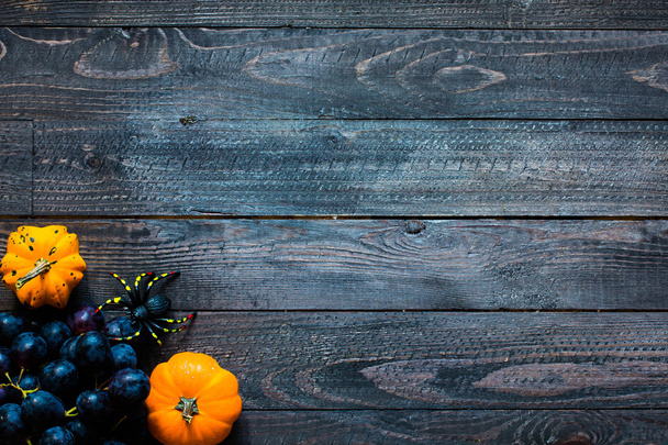 Halloween pumpkins, on wooden background - Фото, изображение