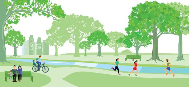 Park with healthy public - Vector, Image