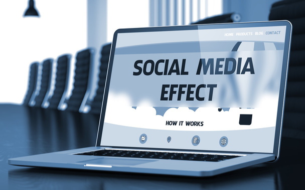Social-Media-Effekt auf Laptop im Besprechungsraum. 3d. - Foto, Bild
