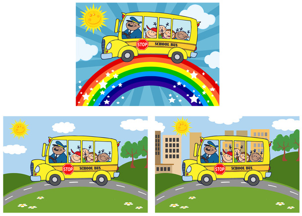Autobús escolar con niños felices .Collection
 - Foto, imagen