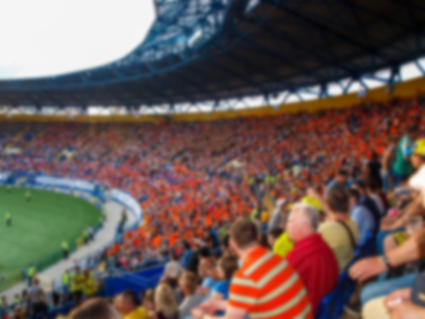 Tribünenstadion mit Fußballfans allgemeiner Hintergrund, Absicht - Foto, Bild