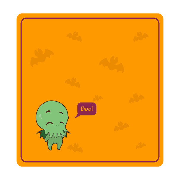 Halloween Cthulhu greeting with orange background - Vector, Imagen