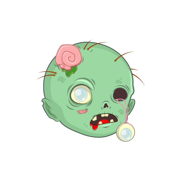 Cute Halloween zombie head - Διάνυσμα, εικόνα