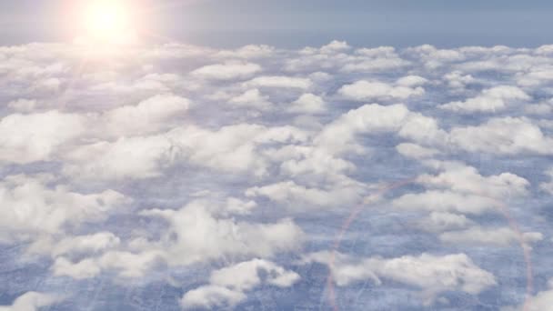 Vliegen boven de wolken vliegtuig vliegtuig sky stratosfeer zon lens flare 4k 4k - Video