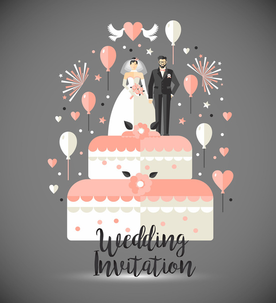 Wedding invitation card.  - Vector, Imagen