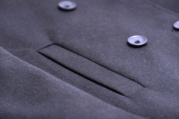 special buttons on the black coat - Φωτογραφία, εικόνα