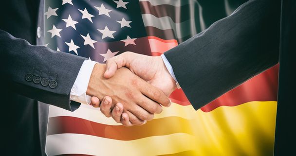 Handshake na Usa - Německo vlajky pozadí - Fotografie, Obrázek