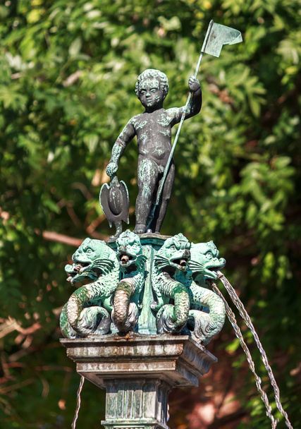 Small elegant baroque fountain on the Schlossplatz in Worms, Germany - Photo, Image