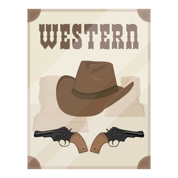 Western movie icon in cartoon style isolated on white background. Films and cinema symbol stock vector illustration. - Vecteur, image