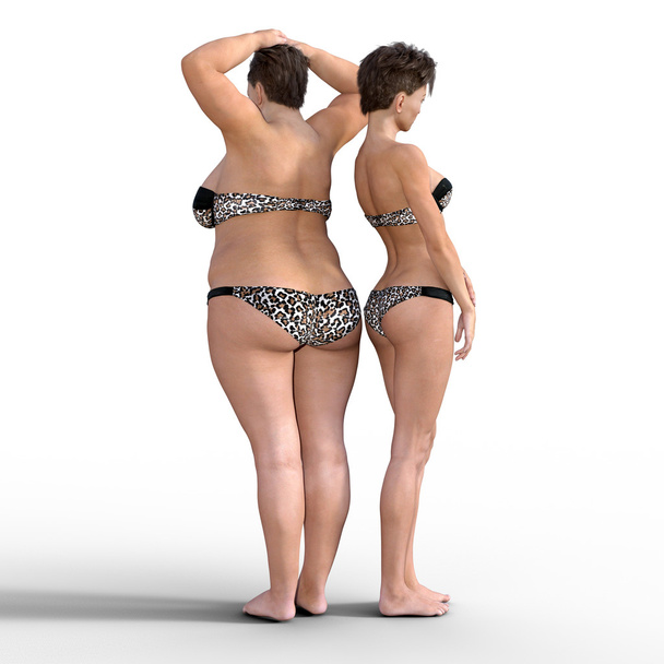 Dünn gegen Fett im Bikini - Foto, Bild