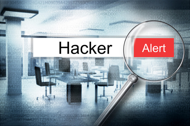 reading the word hacker browser search security alert 3D Illustr - Foto, Imagem
