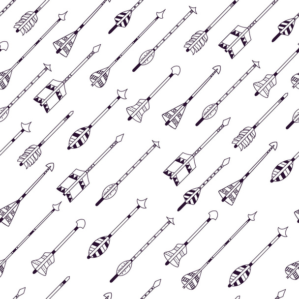 Vector Hand Drawn Seamless Patterns with Arrows - Vector, Image