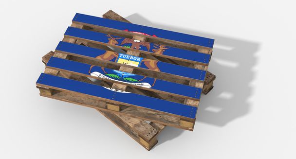 3D pallet wood with image flag Michigan - Photo, Image