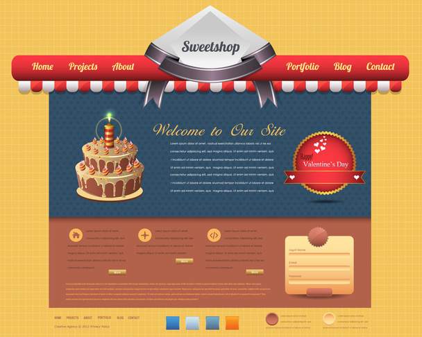 Sweet Shop Style Website design vector elements - Διάνυσμα, εικόνα