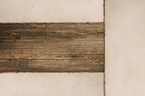 A fából készült háttér szutykos régi papír - Fotó, kép