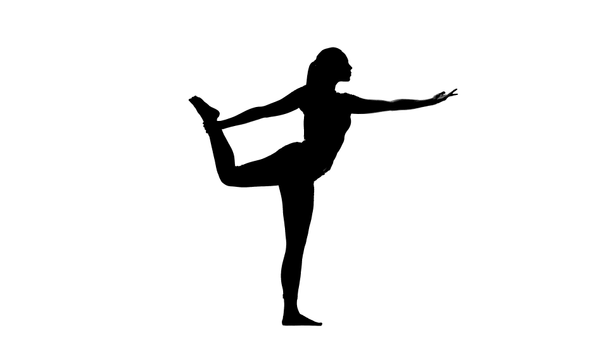 Dívka ukazuje pozici na jedné noze. Silueta - Záběry, video