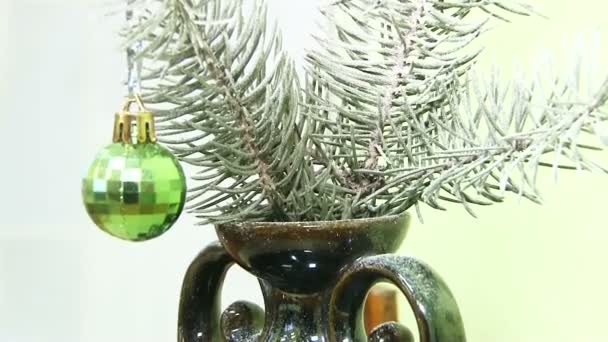 Christmas toy on a fir-tree branch - Záběry, video